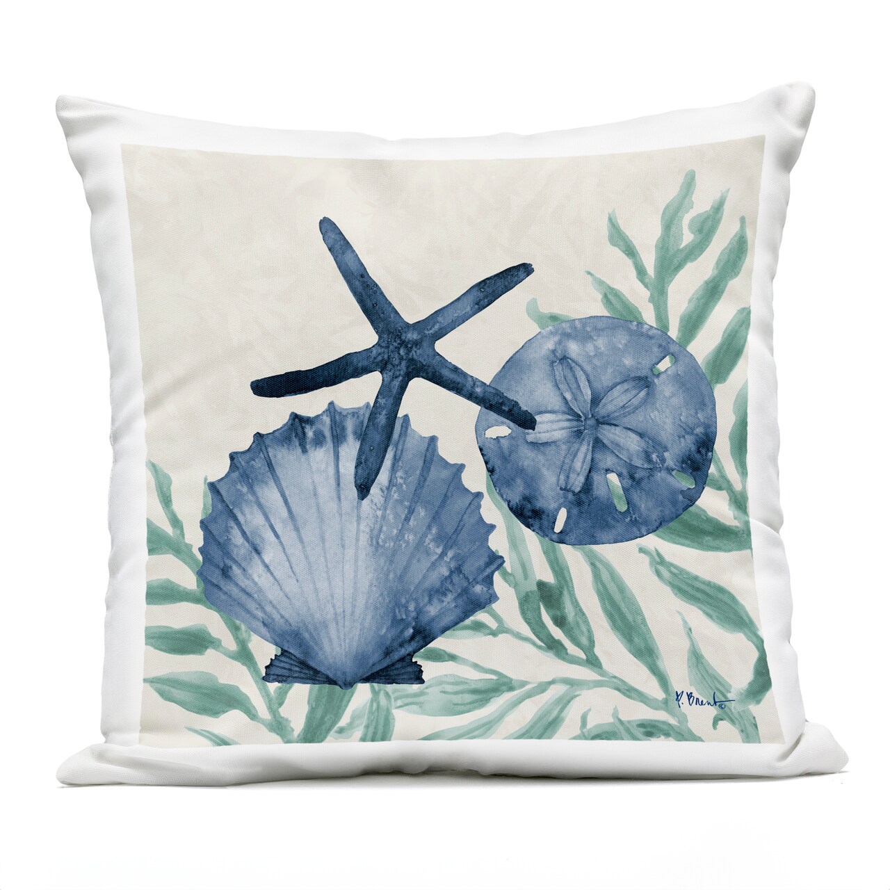 Stupell Industries Tampico Shells in Blue Outdoor Pillow, 18 x 7 x 18
